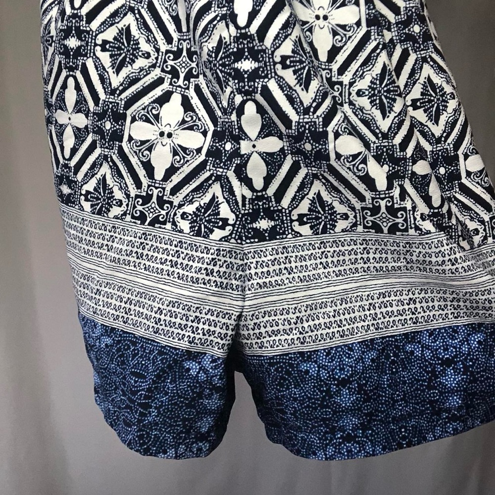 Boho Mosaic Navy Blue and White Patterned Cami Romper - Picture 2 of 4